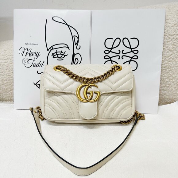 Gucci GG Marmont Double G white single-shoulder bag - Picture 1 of 8